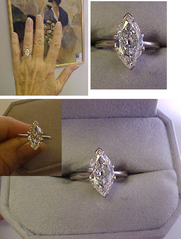 RING: Marquise diamond, 2.29ct, VVS1 clarity, H-I color, 14k white gold.